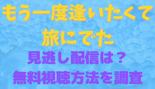 もう一度逢いたくて旅にでたの見逃し配信はどこで見れる?無料視聴方法も調査